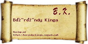 Böröndy Kinga névjegykártya